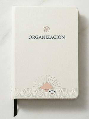 Agenda vista frontal y presentación Agenda Minimalista Japandi A5